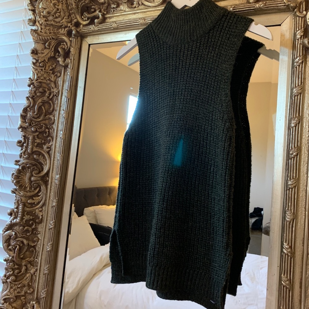Obey Chic Dark Green Sleeveless Mockneck Sweater